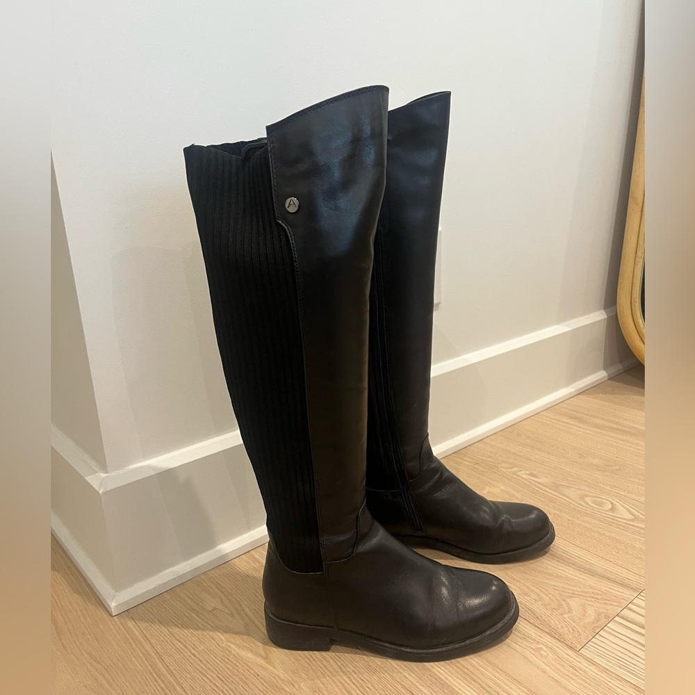 Black Knee-High Leather Boots